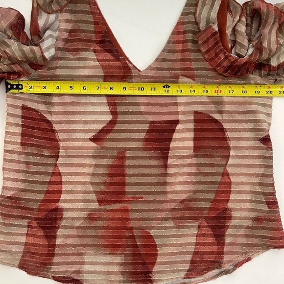 Adrienne Landau Asymmetrical Ruffled 3/4 Sleeve off shoulder flowy Blouse L - Picture 10 of 12